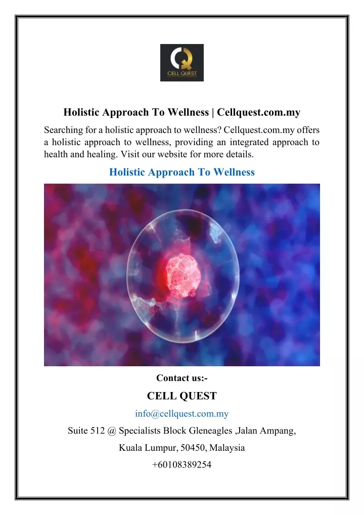 holistic approach to wellness cellquest com my