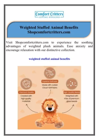 Weighted Stuffed Animal Benefits Shopcomfortcritters.com