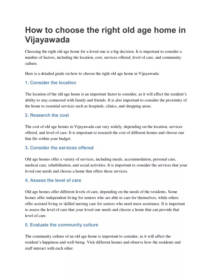 how to choose the right old age home in vijayawada