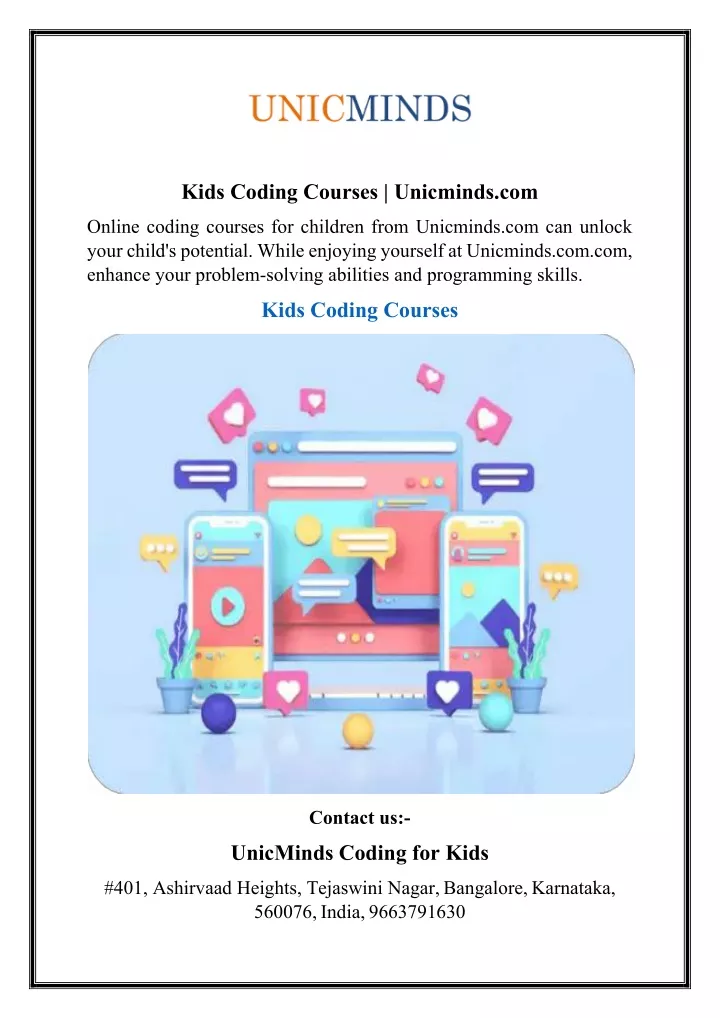 kids coding courses unicminds com