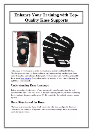 Enhance Your Training with Top-Quality Knee Supports