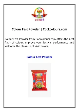 Colour Fest Powder Cockcolours.com