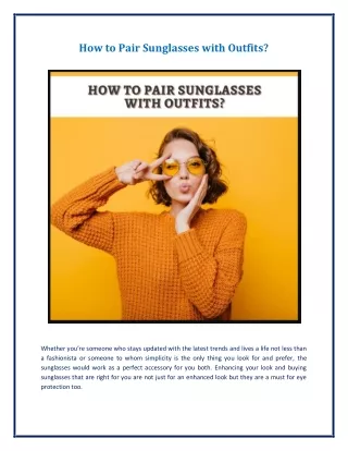 How to Pair Sunglasses with Outfits