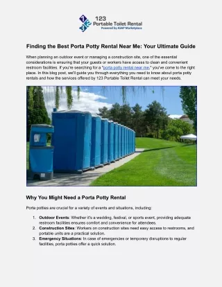 Finding the Best Porta Potty Rental Near Me_ Your Ultimate Guide