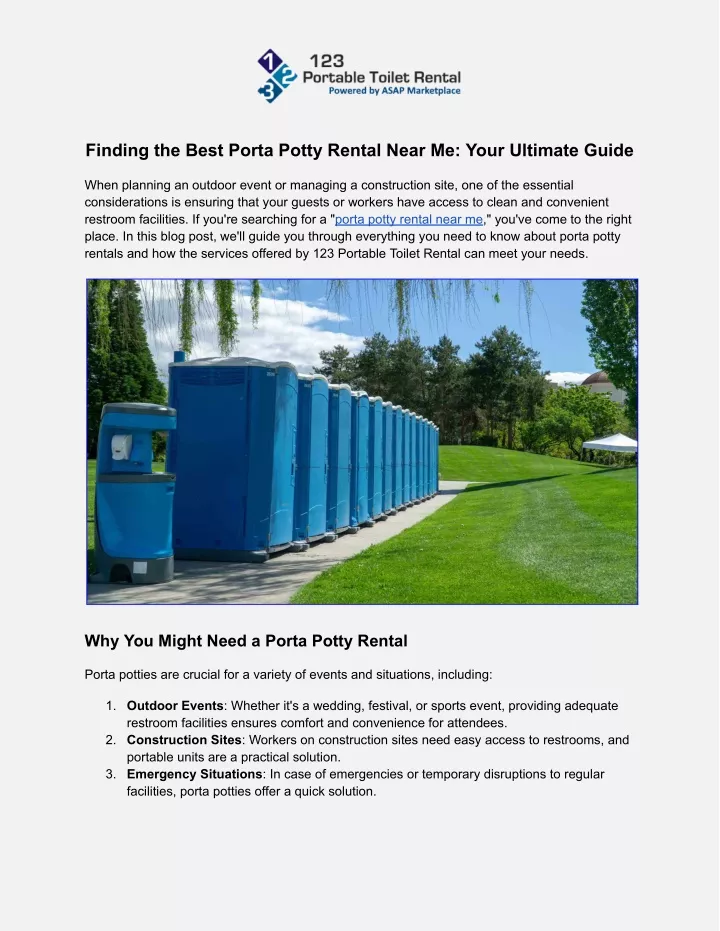 finding the best porta potty rental near me your