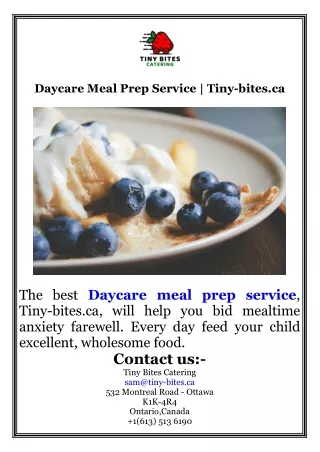 Daycare Meal Prep Service  Tiny-bites.ca