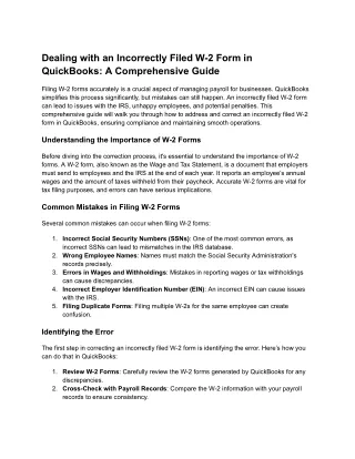 dealing with an incorrectly filed w 2 form