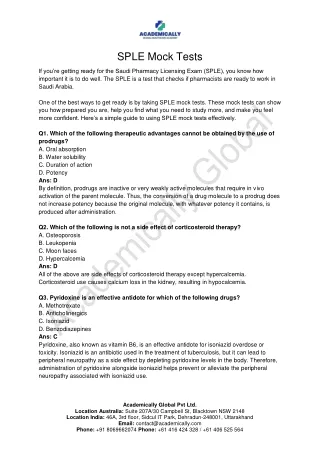 SPLE Mock Tests