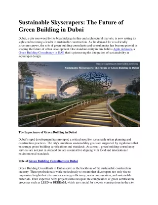 Sustainable Skyscrapers The Future of Green Building in Dubai