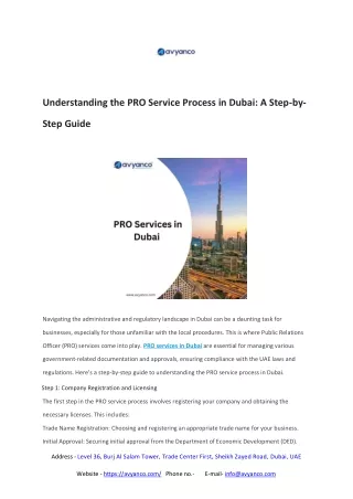 PRO Services in Dubai - Avyanco