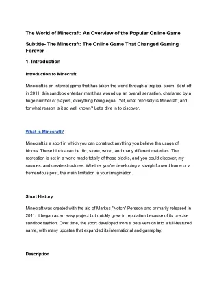 The World of Minecraft_ An Overview of the Popular Online Game