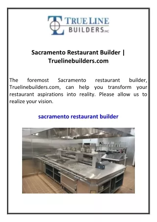 Sacramento Restaurant Builder Truelinebuilders.com