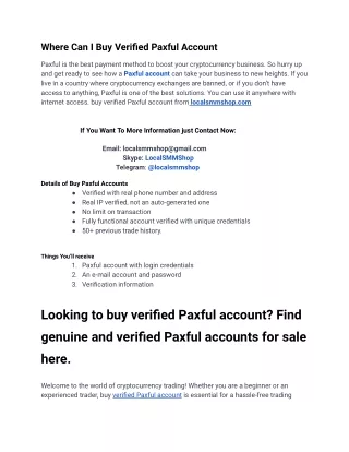 Where Can I Buy Verified Paxful Account in 2024