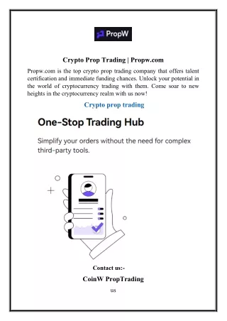 Crypto Prop Trading  Propw