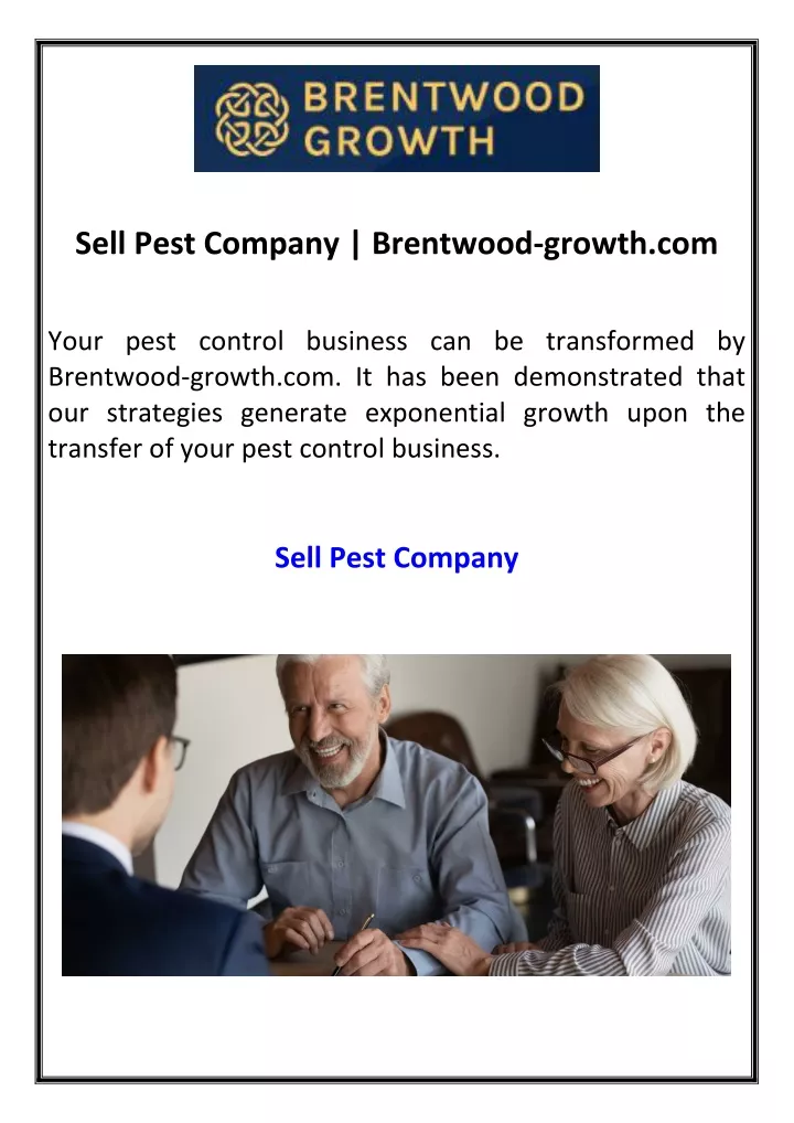 sell pest company brentwood growth com