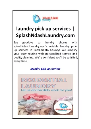laundry pick up services  SplashNdashLaundry.com