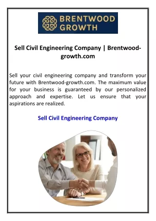 Sell Civil Engineering Company Brentwood-growth.com