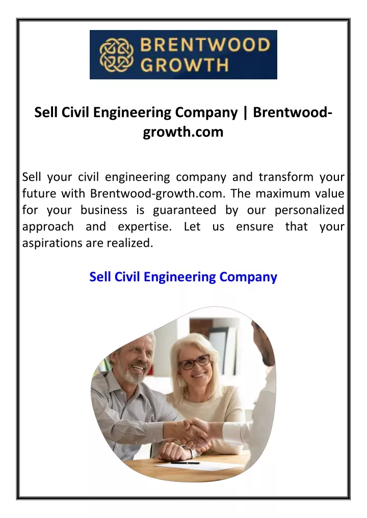 sell civil engineering company brentwood growth