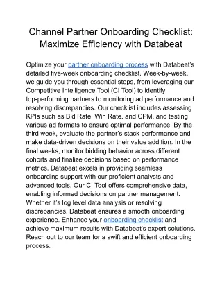 Master Your Channel Partner Onboarding with Databeat's Checklist