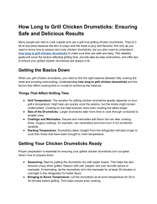 How Long to Grill Chicken Drumsticks_ Ensuring Safe and Delicious Results - Google Docs