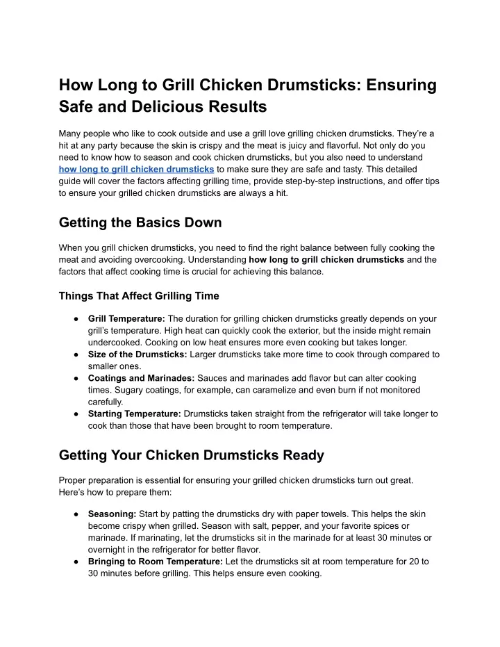 how long to grill chicken drumsticks ensuring