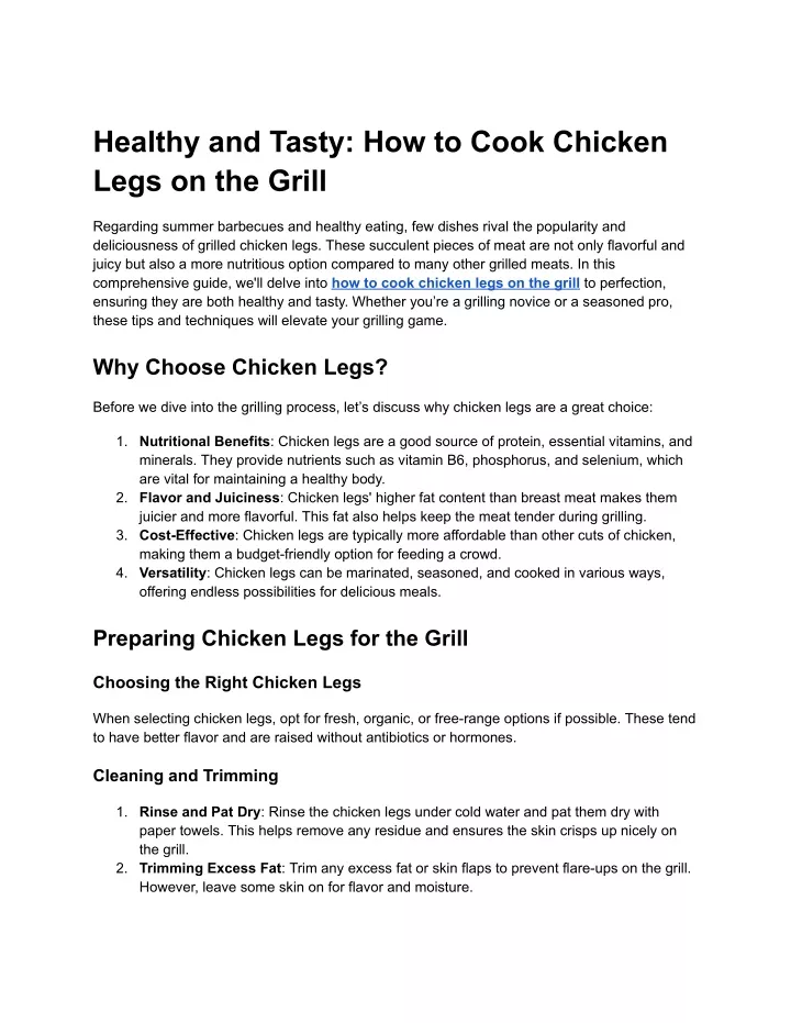 healthy and tasty how to cook chicken legs