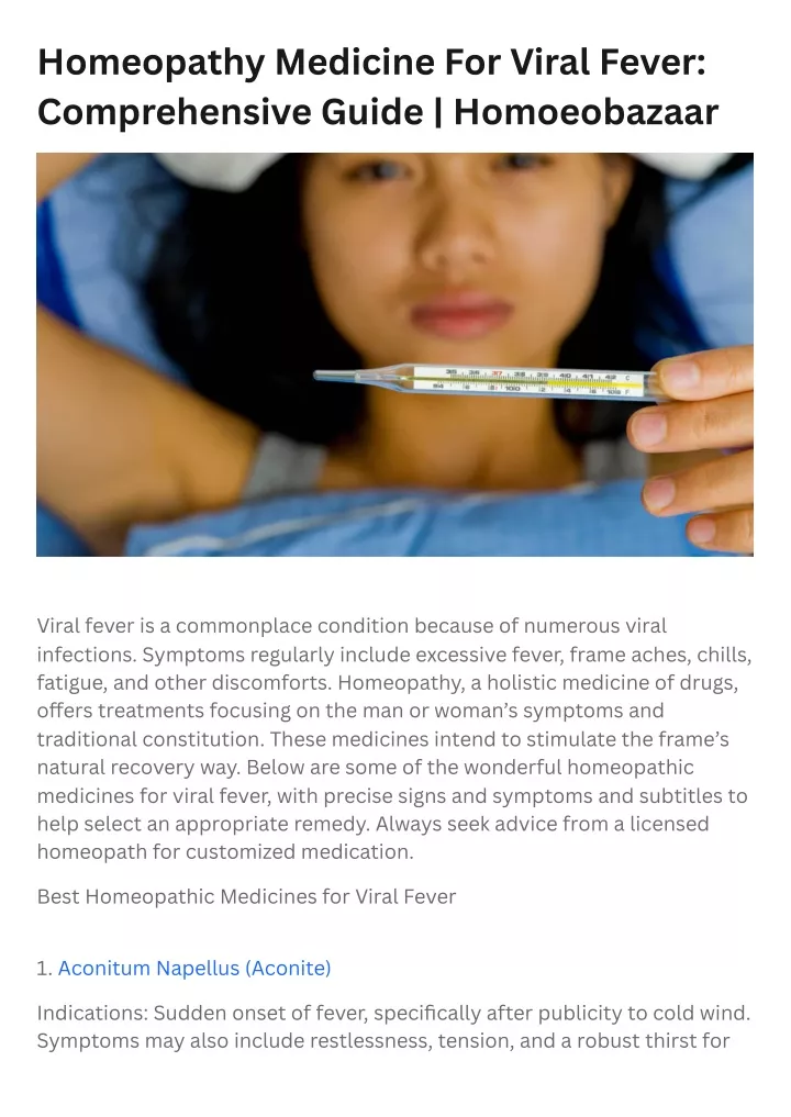 homeopathy medicine for viral fever comprehensive