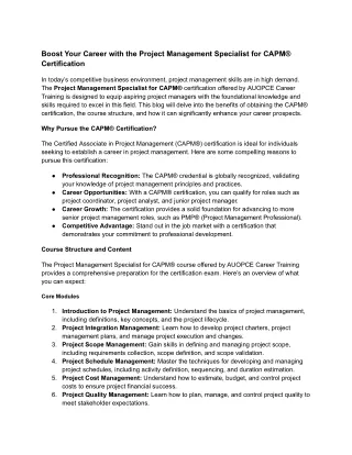 boost your career with the project management