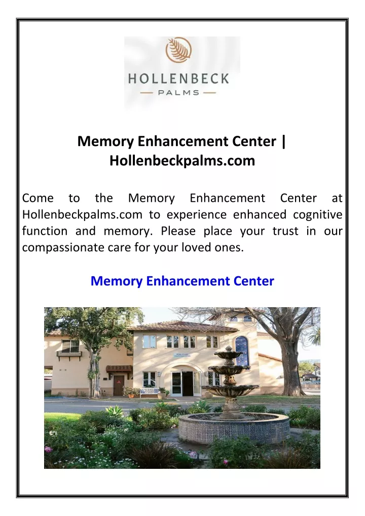 memory enhancement center hollenbeckpalms com