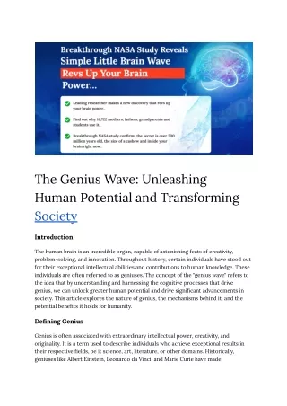 the genius wave unleashing human potential