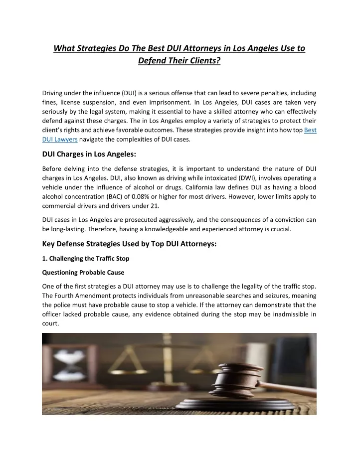 what strategies do the best dui attorneys