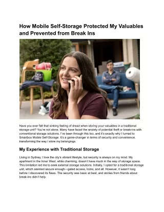 how mobile self storage protected my valuables