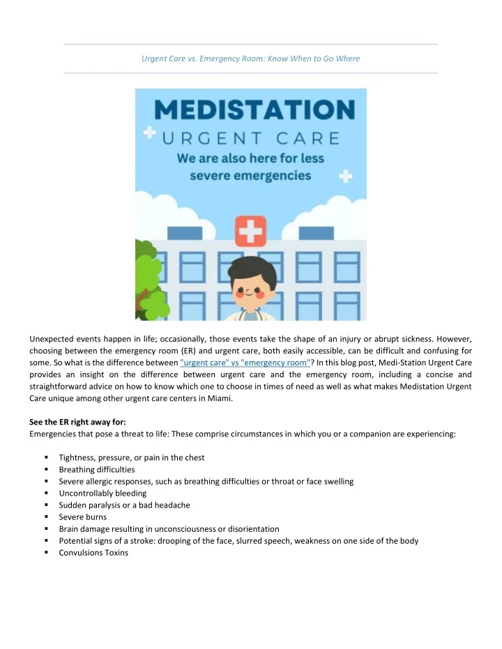 PPT - Urgent Care vs Emergency Room PowerPoint Presentation, free ...