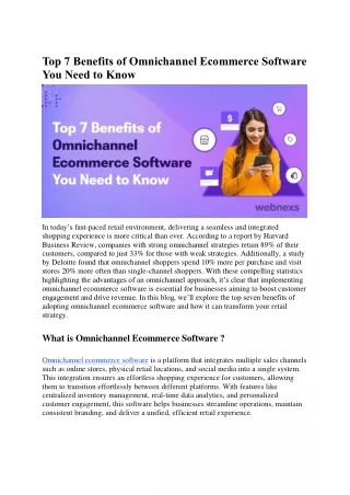 Top 7 Benefits of Omnichannel Ecommerce Software You Need to Know
