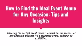 How to Find the Ideal Event Venue for Any Occasion_ Tips and Insights