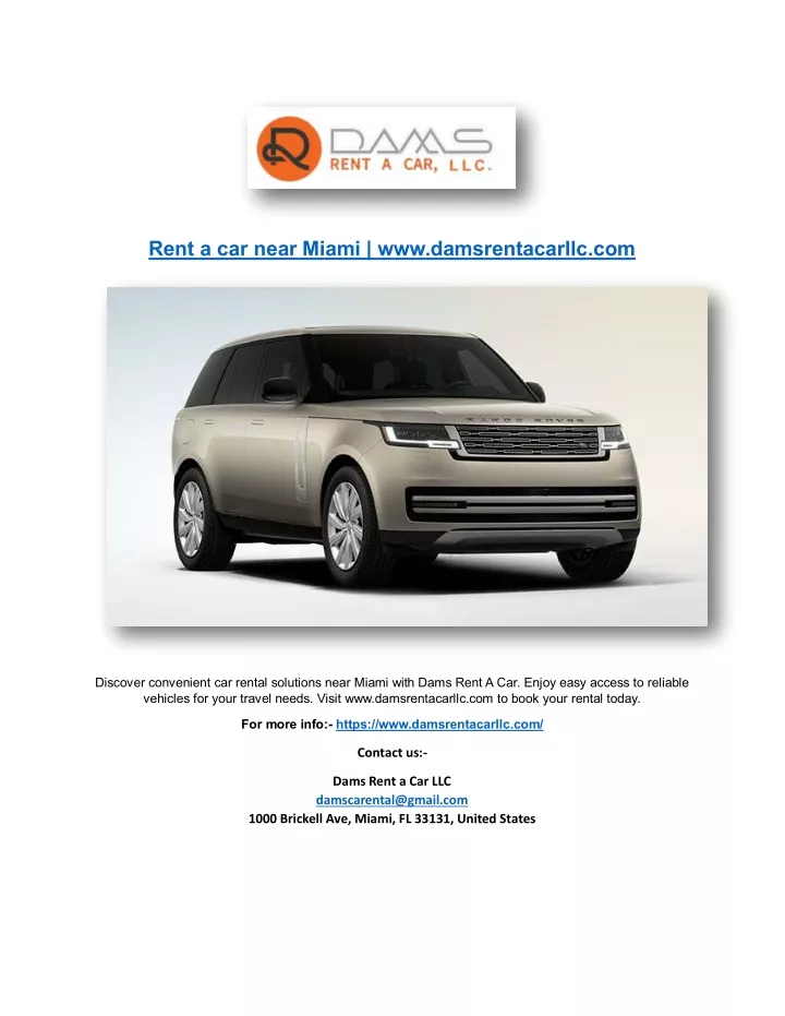 rent a car near miami www damsrentacarllc com