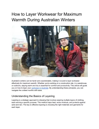 how to layer workwear for maximum warmth during