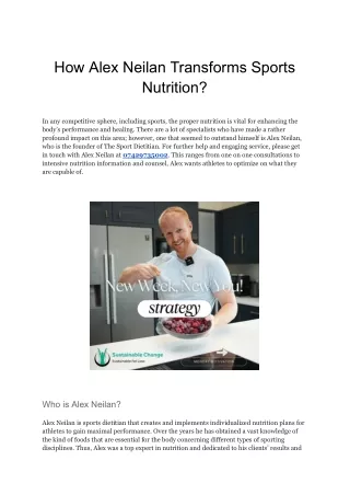 How Alex Neilan Transforms Sports Nutrition