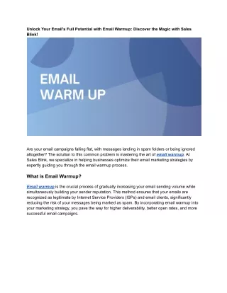 Unlock Your Email's Full Potential with Email Warmup: Discover the Magic with Sa