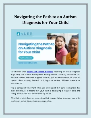 Navigating the Path to an Autism Diagnosis for Your Child