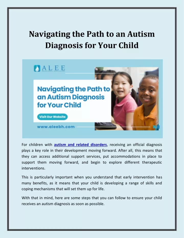 navigating the path to an autism diagnosis