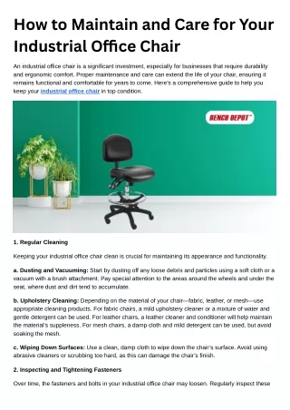 How to Maintain and Care for Your Industrial Office Chair