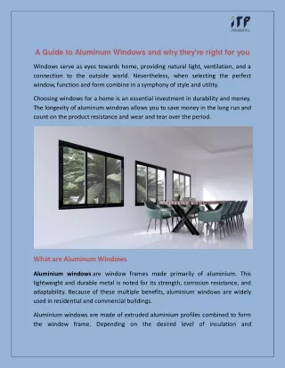 A Guide to Aluminum Windows and Why They're Right for You