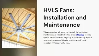 HVLS Fans Installation and Maintenance