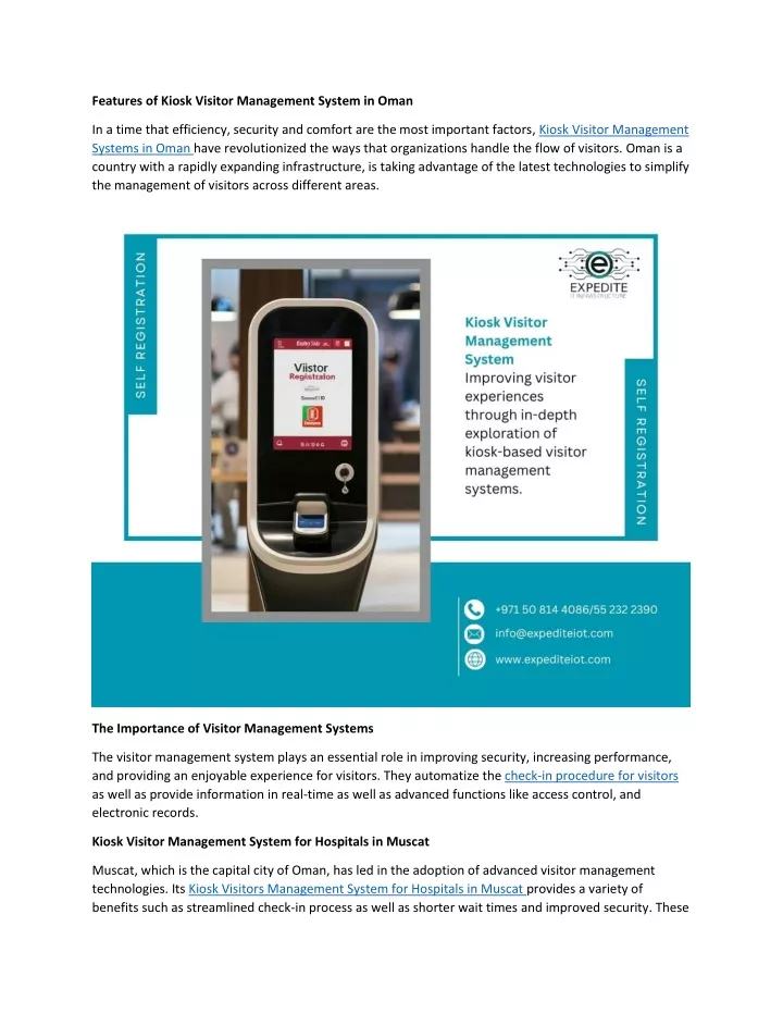 features of kiosk visitor management system