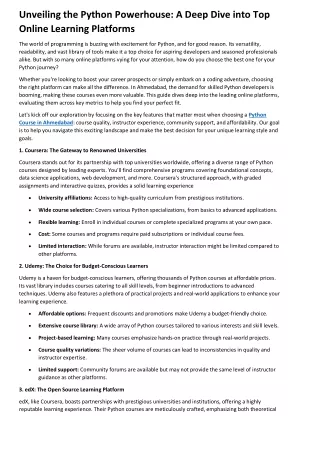 Unveiling the Python Powerhouse A Deep Dive into Top Online Learning Platforms