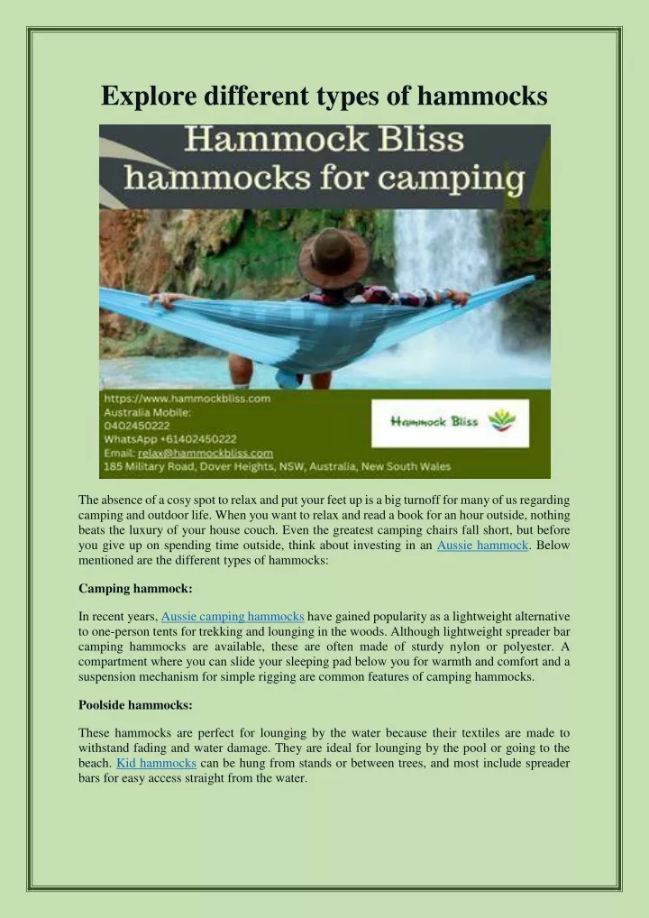 explore different types of hammocks