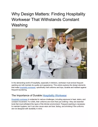 why design matters finding hospitality workwear