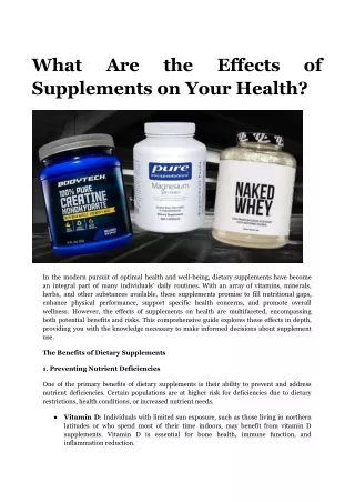 What Are the Effects of Supplements on Your Health