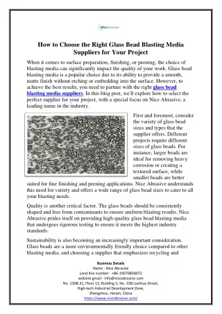 How to Choose the Right Glass Bead Blasting Media Suppliers for Your Project